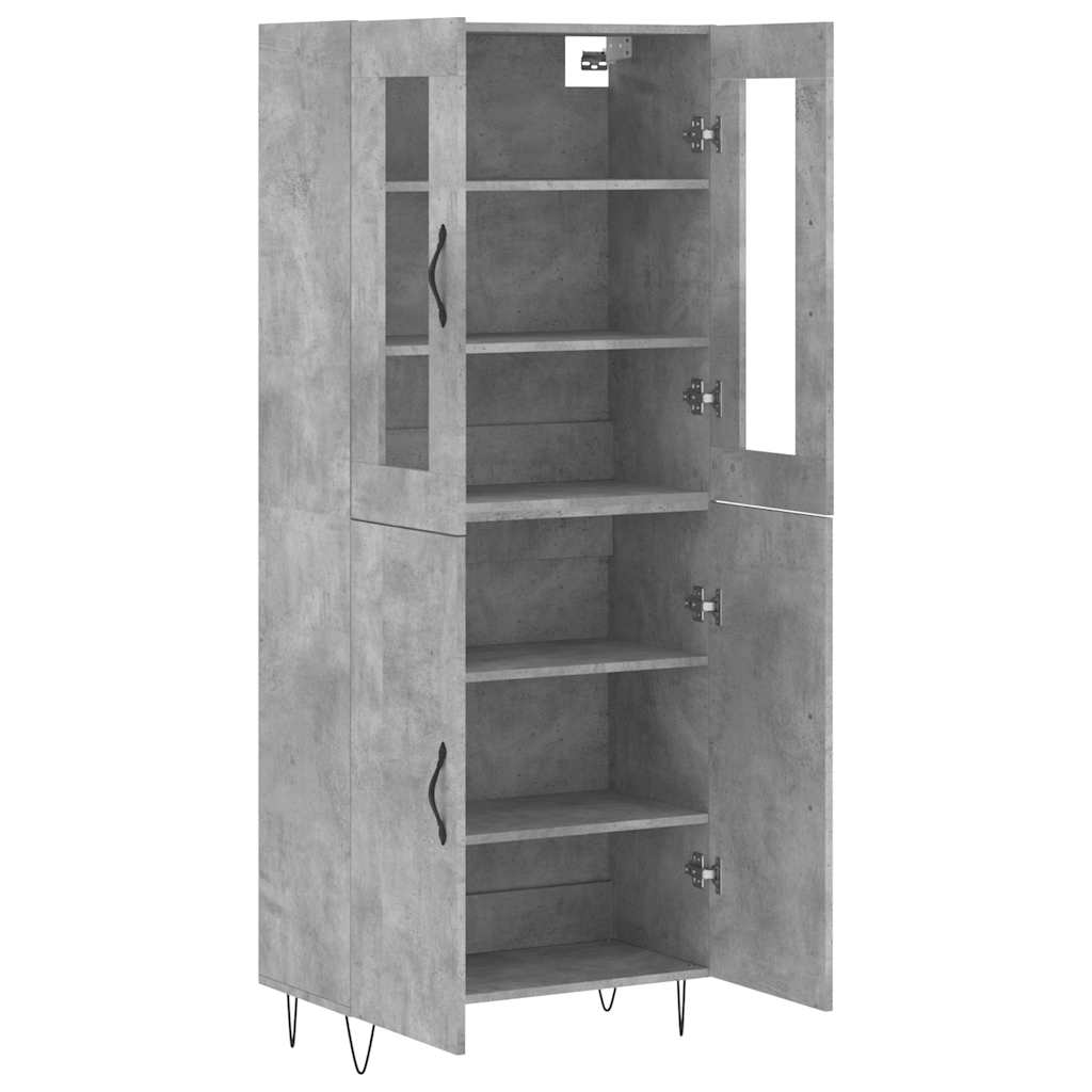 Buffet haut Gris béton 69,5x34x180 cm Bois d'ingénierie - XIOS