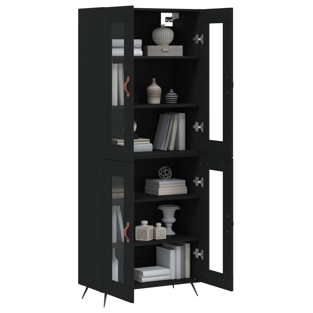 Buffet haut Noir 69,5x34x180 cm Bois d'ingénierie - XIOS