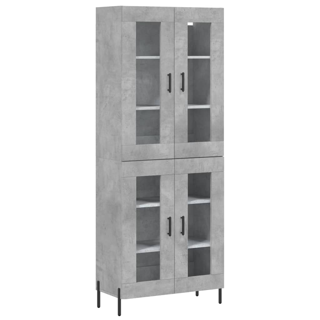Buffet haut Gris béton 69,5x34x180 cm Bois d'ingénierie - XIOS