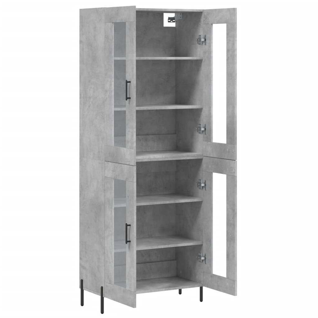 Buffet haut Gris béton 69,5x34x180 cm Bois d'ingénierie - XIOS