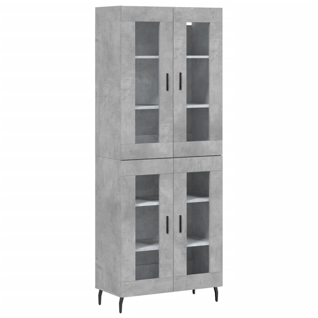 Buffet haut Gris béton 69,5x34x180 cm Bois d'ingénierie - XIOS