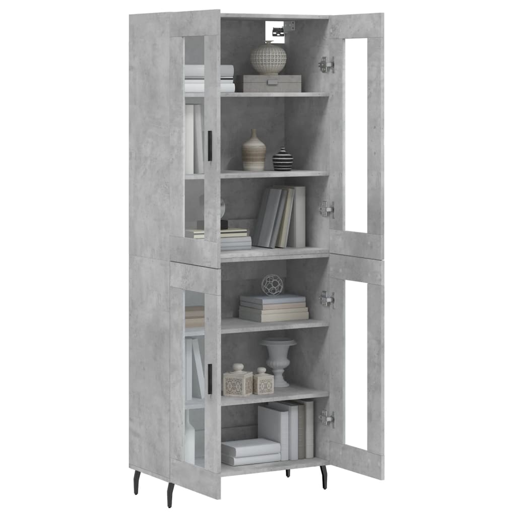 Buffet haut Gris béton 69,5x34x180 cm Bois d'ingénierie - XIOS