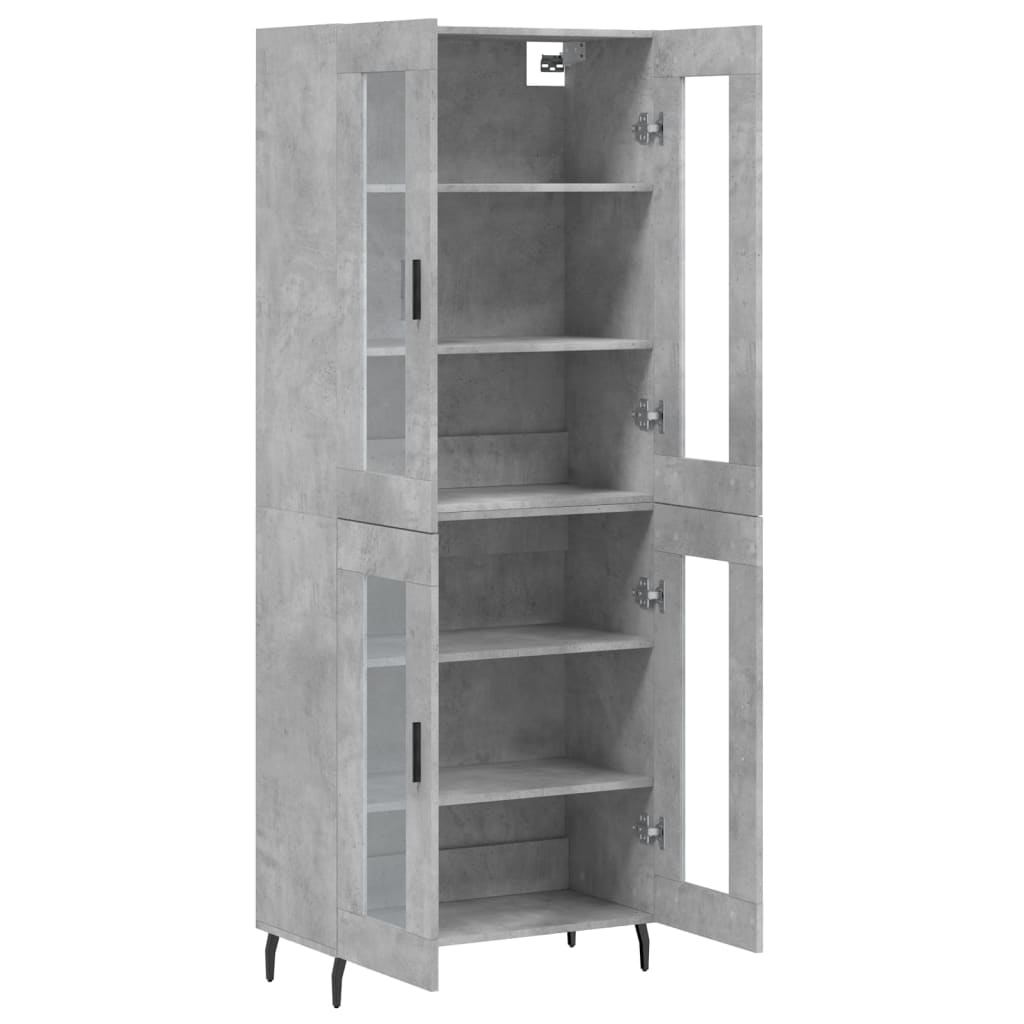Buffet haut Gris béton 69,5x34x180 cm Bois d'ingénierie - XIOS