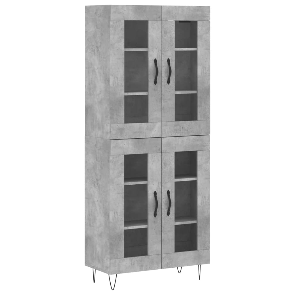 Buffet haut Gris béton 69,5x34x180 cm Bois d'ingénierie - XIOS
