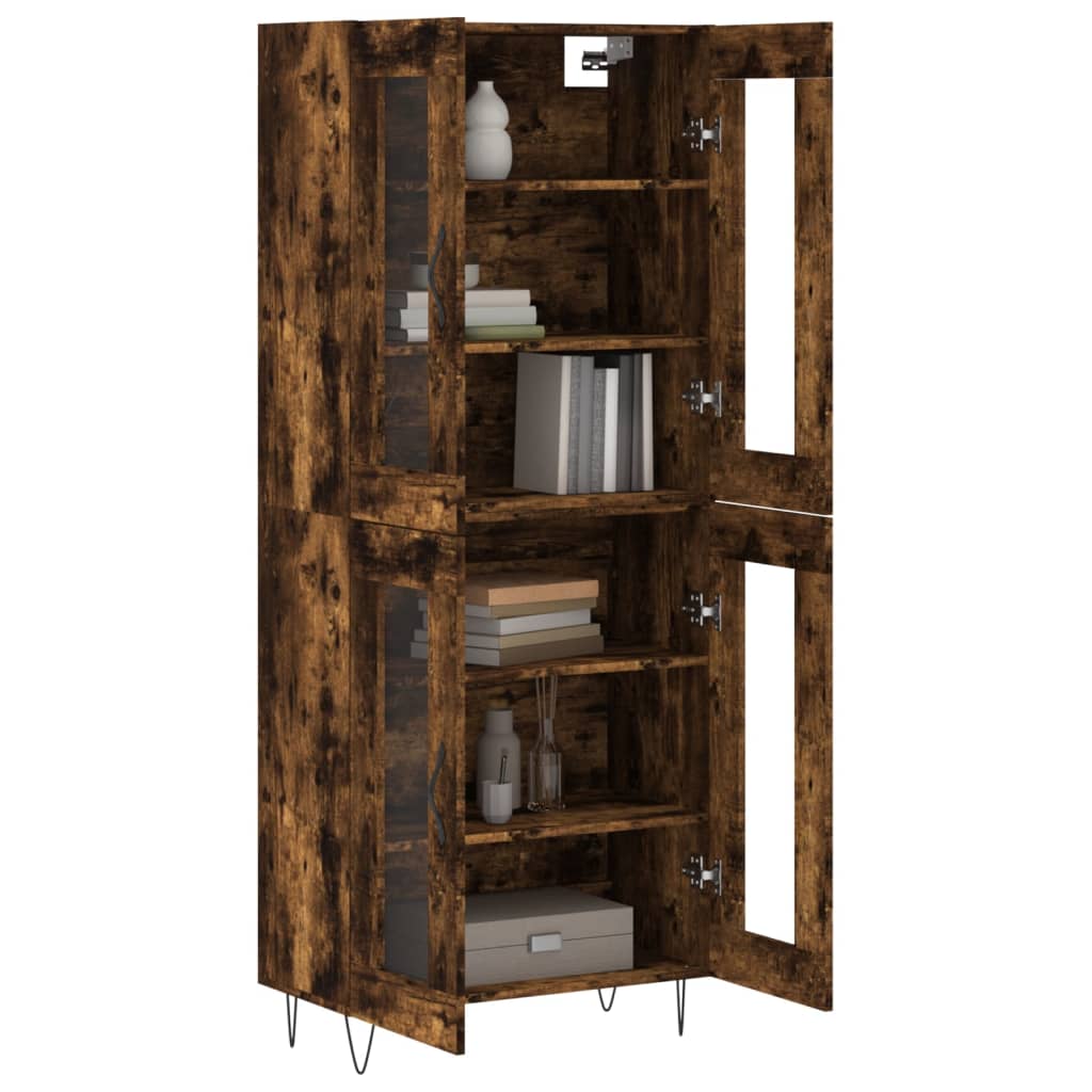 Buffet haut Chêne fumé 69,5x34x180 cm Bois d'ingénierie