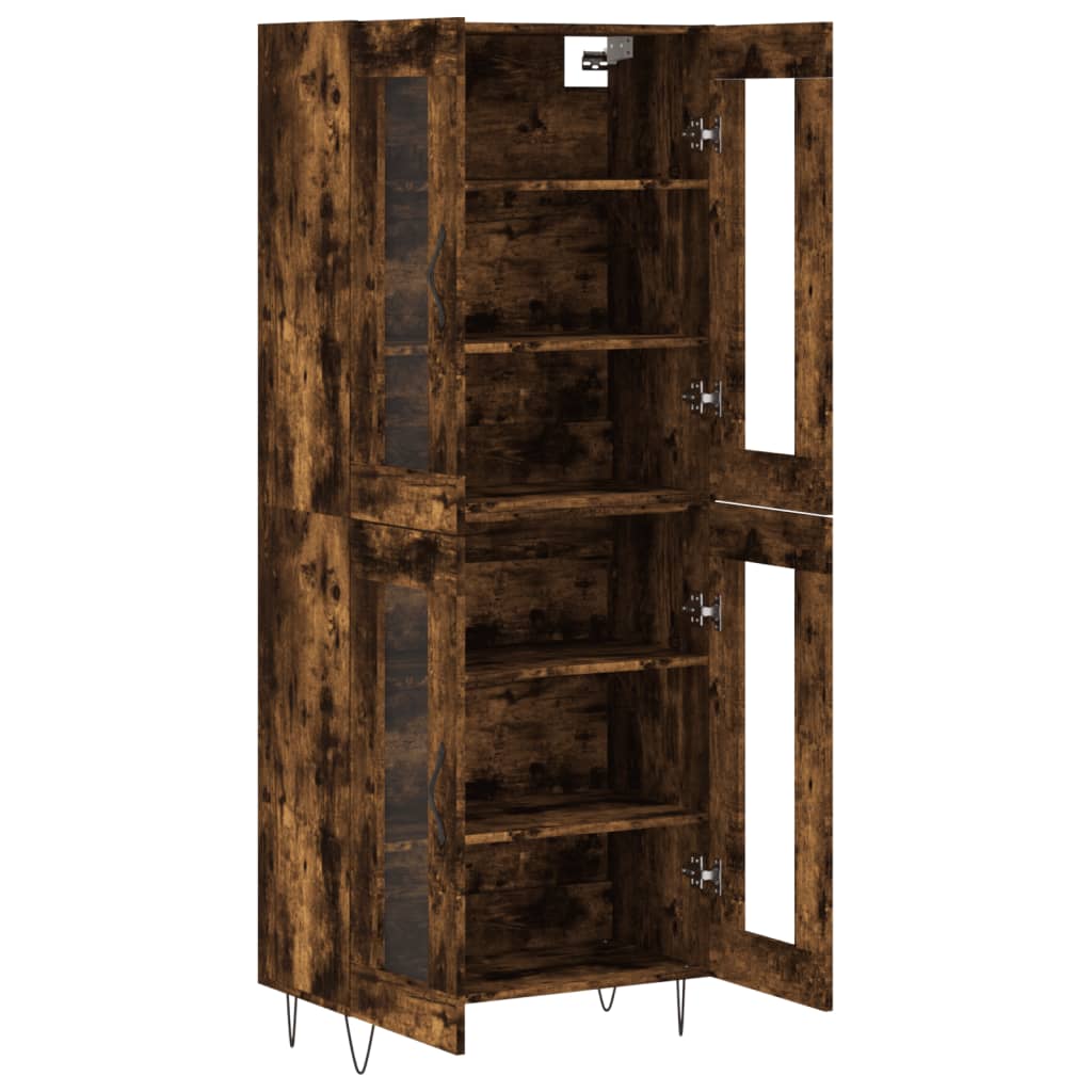 Buffet haut Chêne fumé 69,5x34x180 cm Bois d'ingénierie