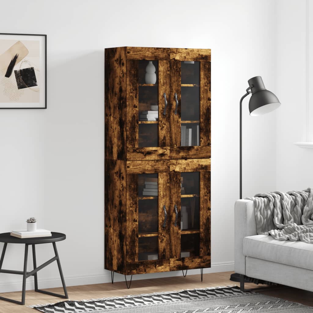 Buffet haut Chêne fumé 69,5x34x180 cm Bois d'ingénierie - XIOS