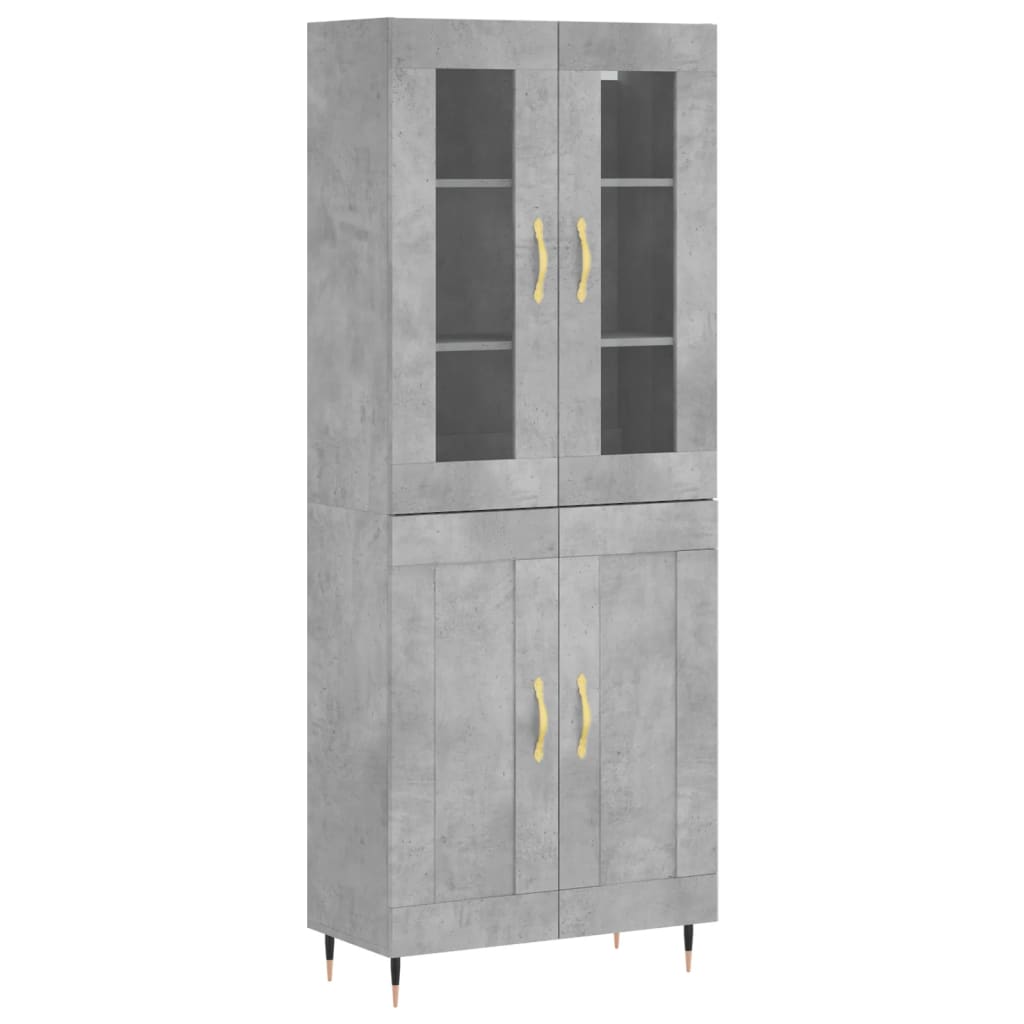 Buffet haut Gris béton 69,5x34x180 cm Bois d'ingénierie - XIOS