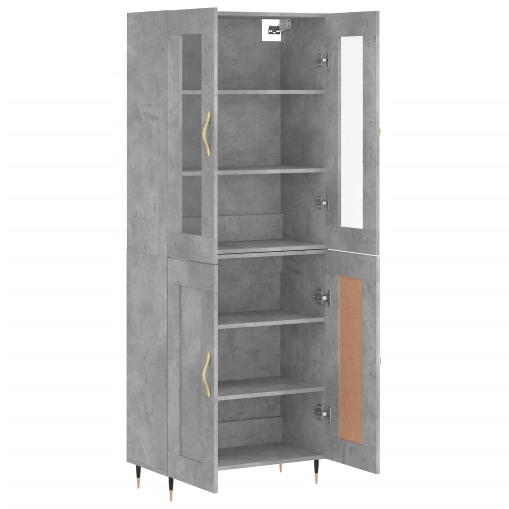 Buffet haut Gris béton 69,5x34x180 cm Bois d'ingénierie - XIOS