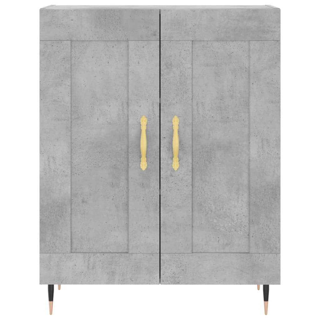 Buffet haut Gris béton 69,5x34x180 cm Bois d'ingénierie - XIOS