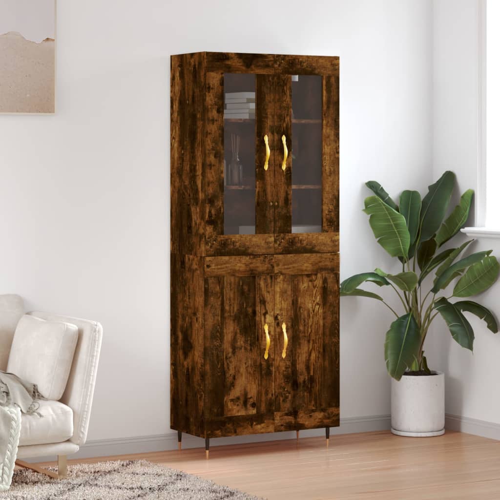 Buffet haut Chêne fumé 69,5x34x180 cm Bois d'ingénierie - XIOS