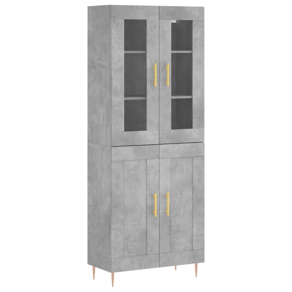 Buffet haut Gris béton 69,5x34x180 cm Bois d'ingénierie - XIOS