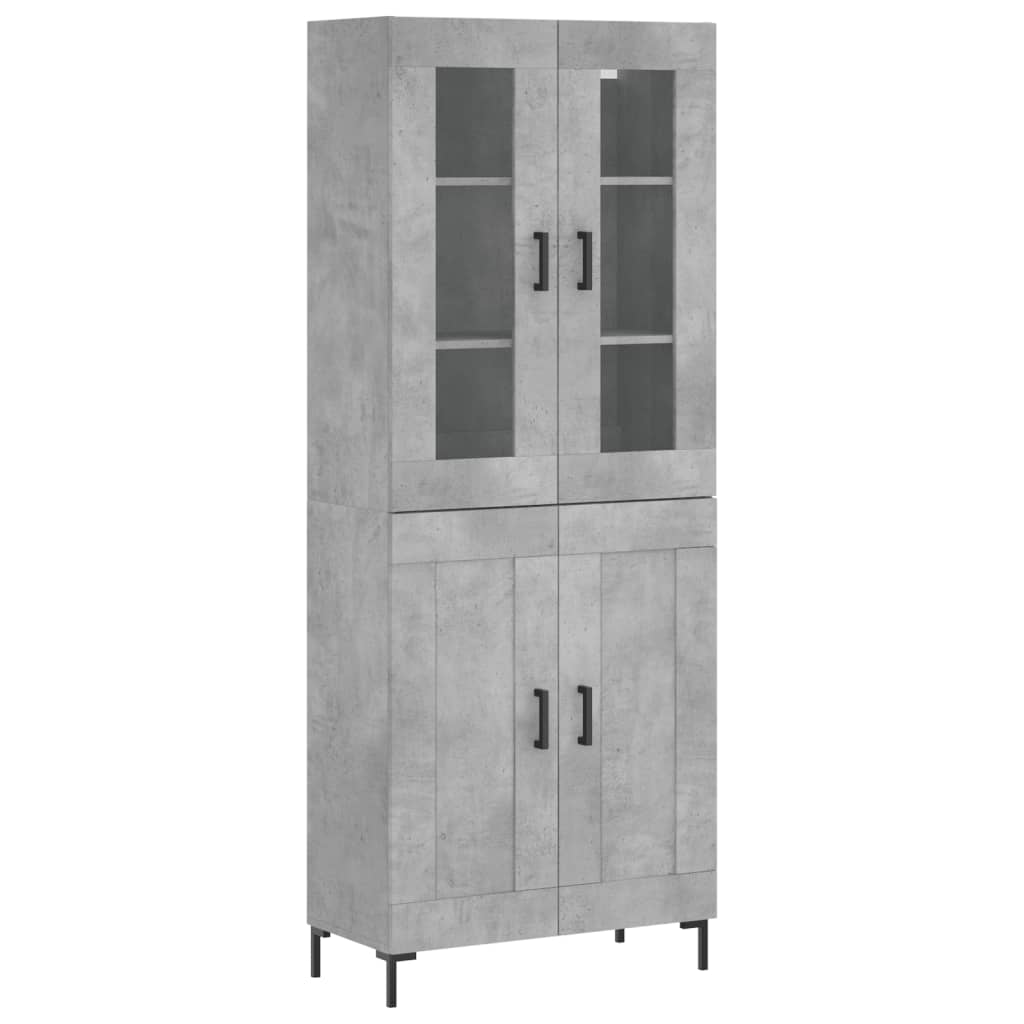 Buffet haut Gris béton 69,5x34x180 cm Bois d'ingénierie - XIOS