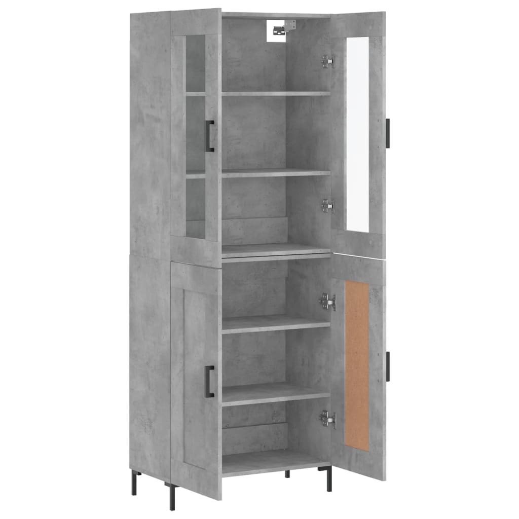 Buffet haut Gris béton 69,5x34x180 cm Bois d'ingénierie - XIOS