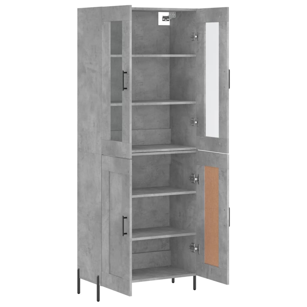 Buffet haut Gris béton 69,5x34x180 cm Bois d'ingénierie - XIOS