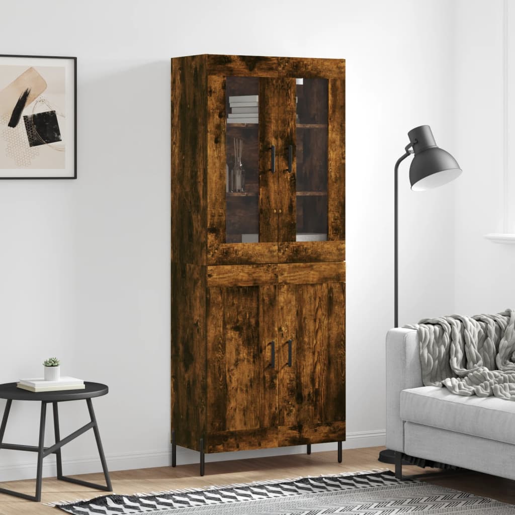 Buffet haut Chêne fumé 69,5x34x180 cm Bois d'ingénierie - XIOS
