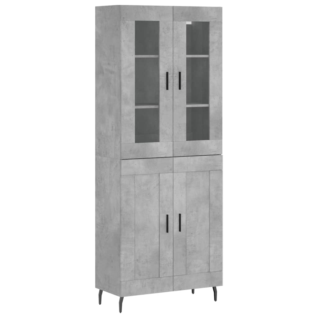 Buffet haut Gris béton 69,5x34x180 cm Bois d'ingénierie - XIOS