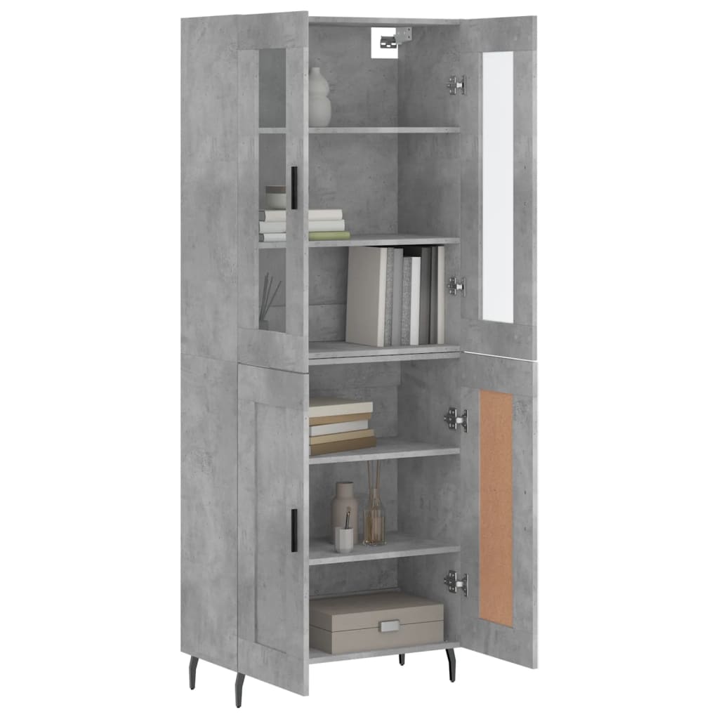 Buffet haut Gris béton 69,5x34x180 cm Bois d'ingénierie - XIOS