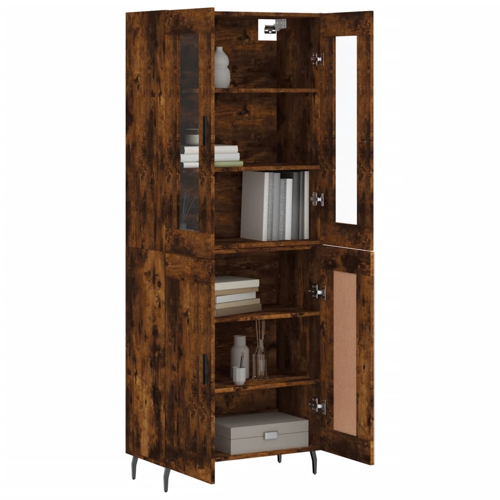 Buffet haut Chêne fumé 69,5x34x180 cm Bois d'ingénierie - XIOS