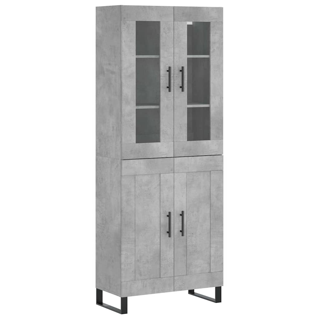 Buffet haut Gris béton 69,5x34x180 cm Bois d'ingénierie - XIOS