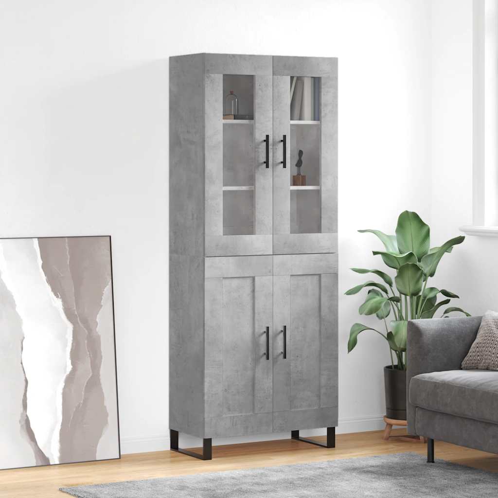Buffet haut Gris béton 69,5x34x180 cm Bois d'ingénierie - XIOS