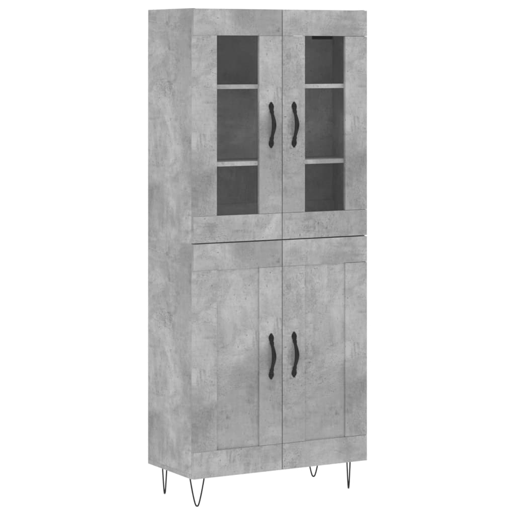 Buffet haut Gris béton 69,5x34x180 cm Bois d'ingénierie - XIOS