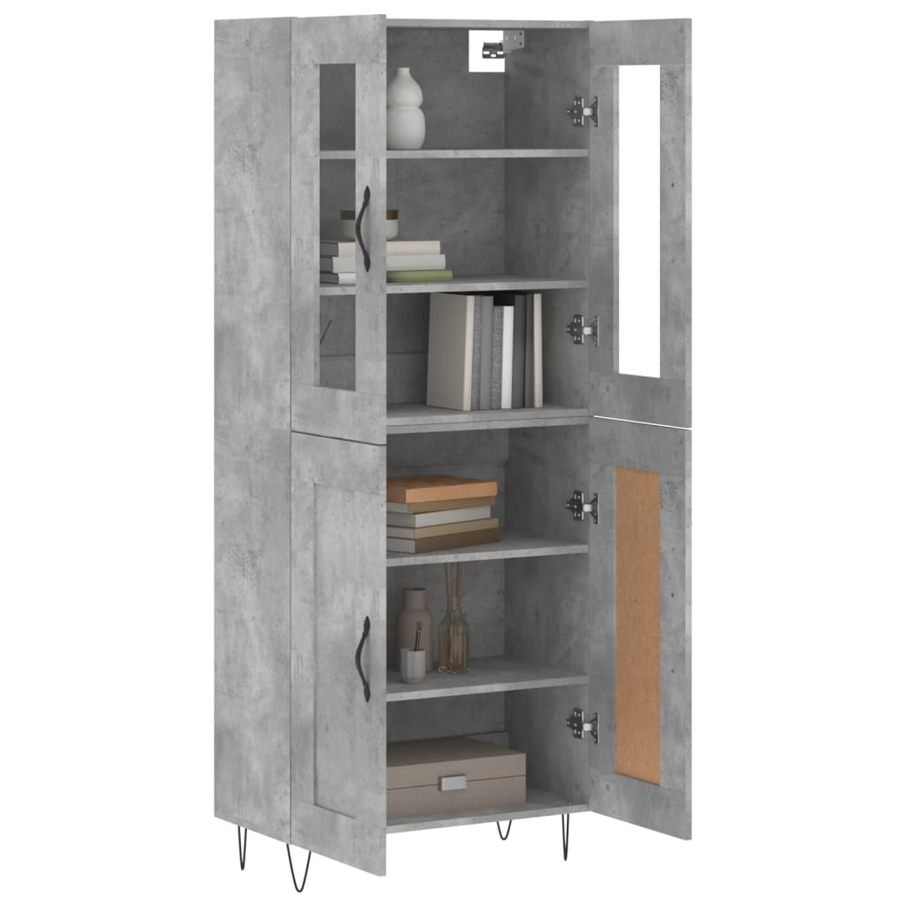 Buffet haut Gris béton 69,5x34x180 cm Bois d'ingénierie - XIOS
