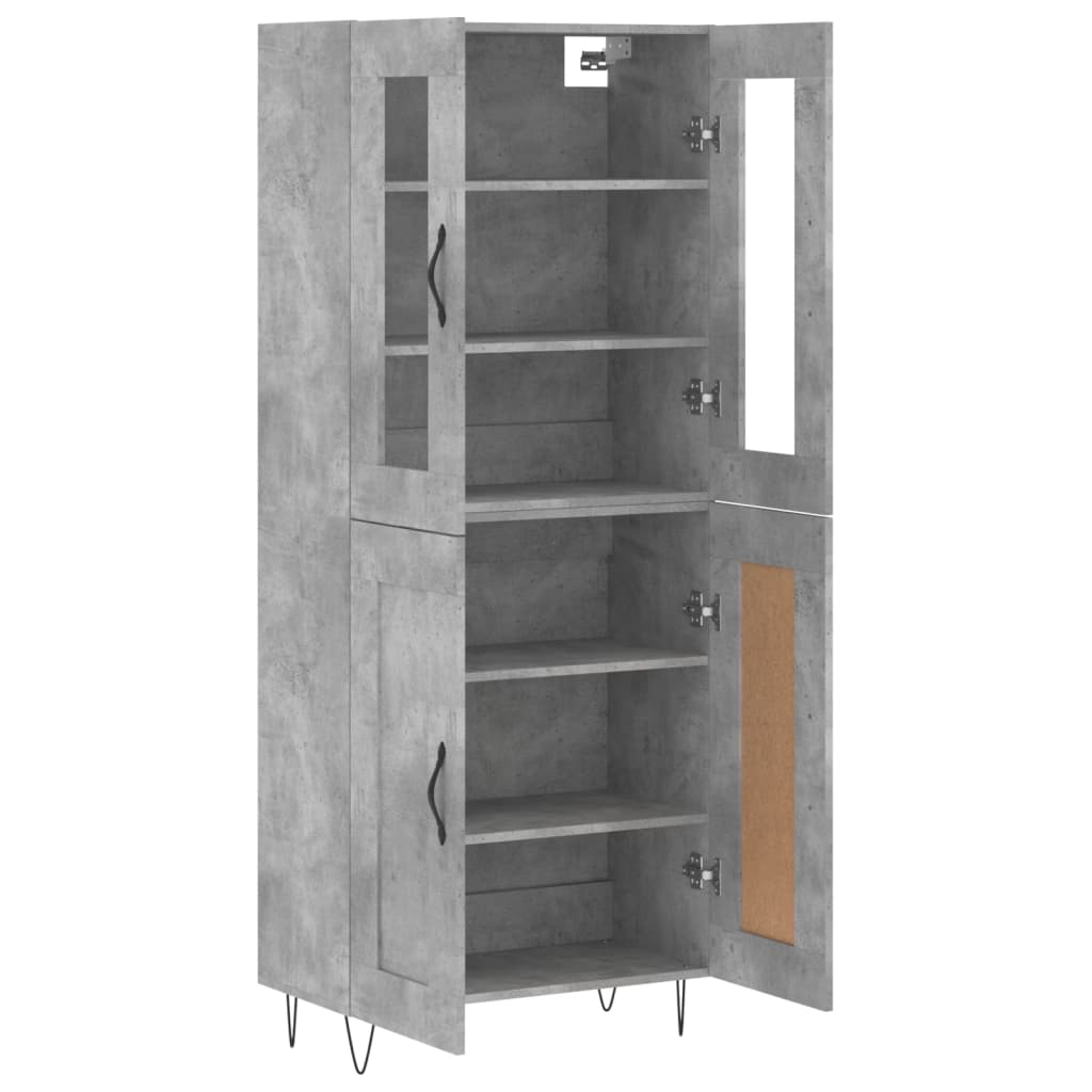 Buffet haut Gris béton 69,5x34x180 cm Bois d'ingénierie - XIOS