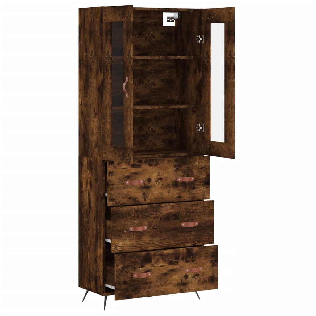 Buffet haut Chêne fumé 69,5x34x180 cm Bois d'ingénierie - XIOS