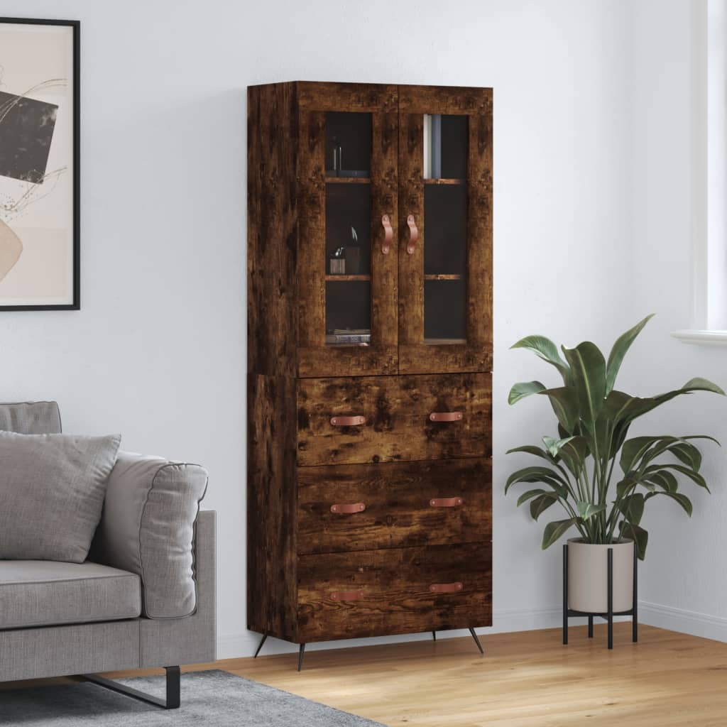 Buffet haut Chêne fumé 69,5x34x180 cm Bois d'ingénierie - XIOS