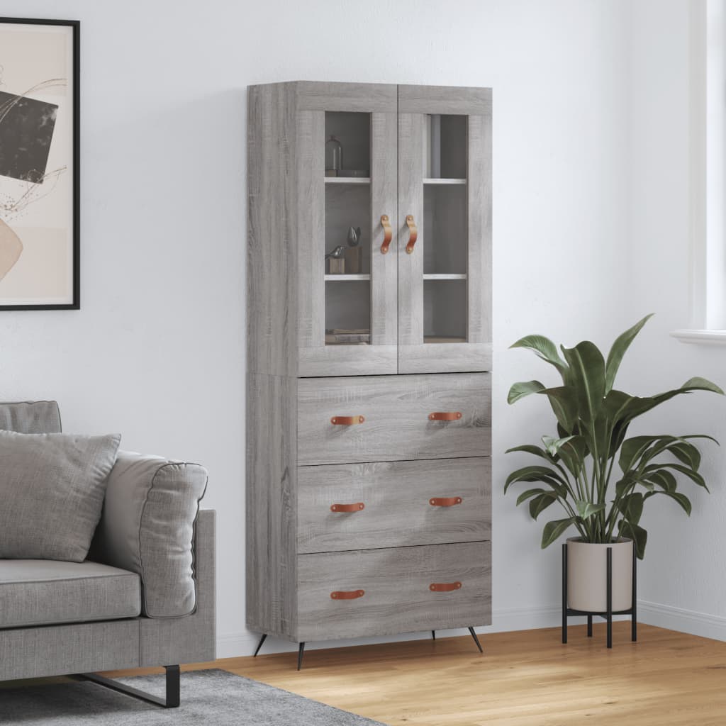 Buffet haut Sonoma gris 69,5x34x180 cm Bois d'ingénierie - XIOS