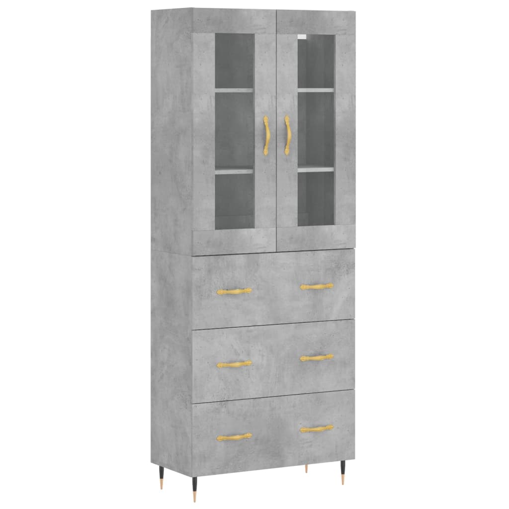 Buffet haut Gris béton 69,5x34x180 cm Bois d'ingénierie - XIOS