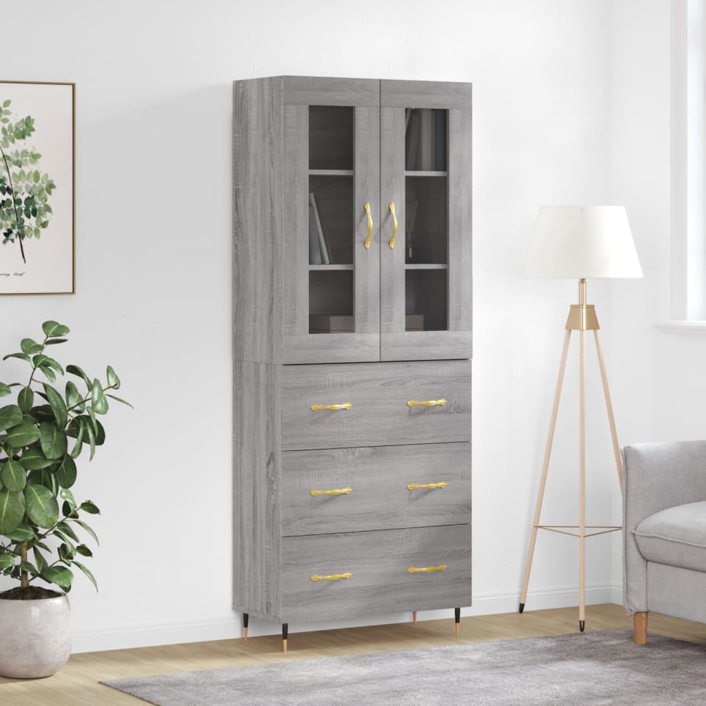 Buffet haut Sonoma gris 69,5x34x180 cm Bois d'ingénierie - XIOS
