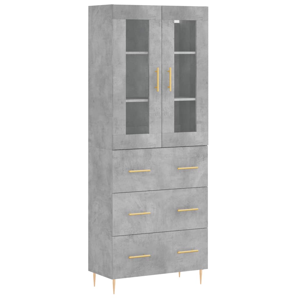 Buffet haut Gris béton 69,5x34x180 cm Bois d'ingénierie - XIOS