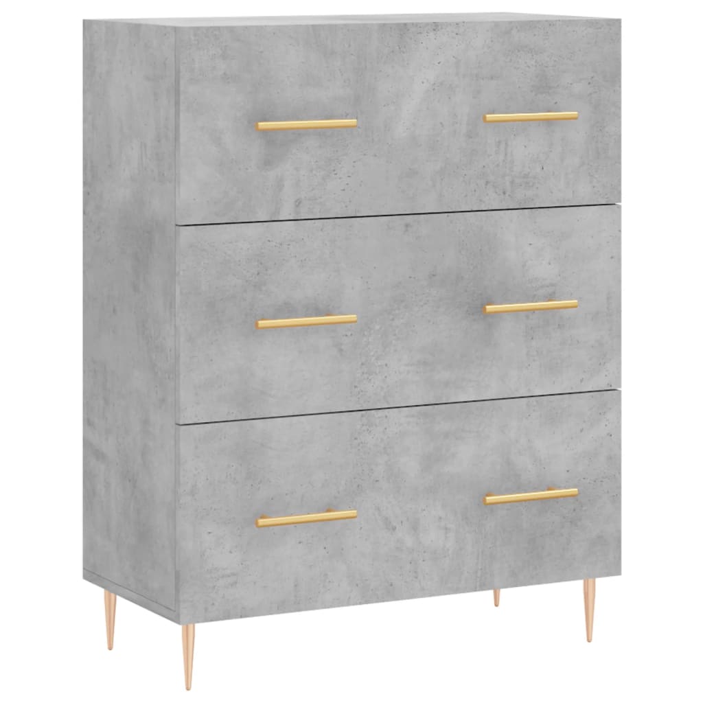 Buffet haut Gris béton 69,5x34x180 cm Bois d'ingénierie - XIOS