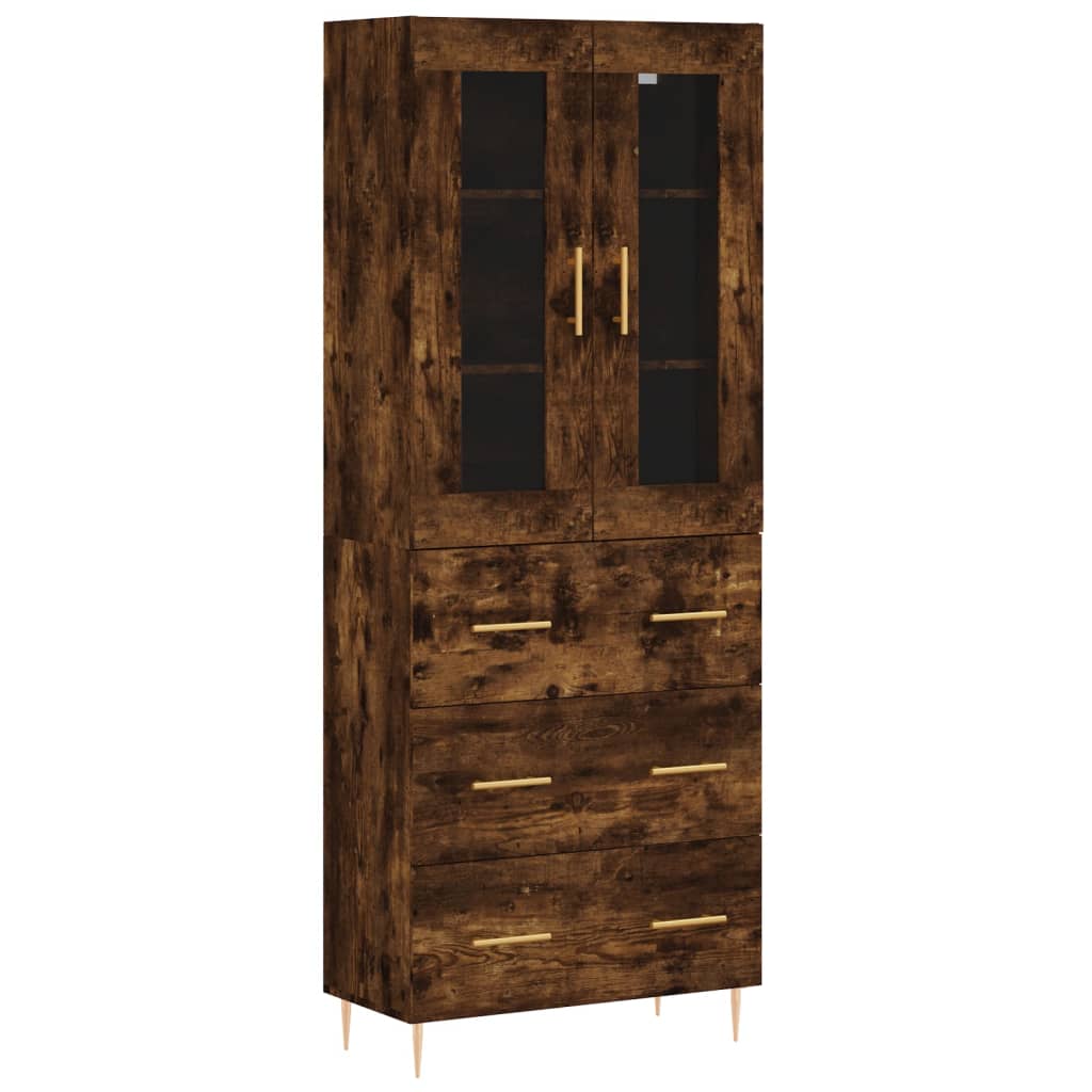 Buffet haut Chêne fumé 69,5x34x180 cm Bois d'ingénierie - XIOS