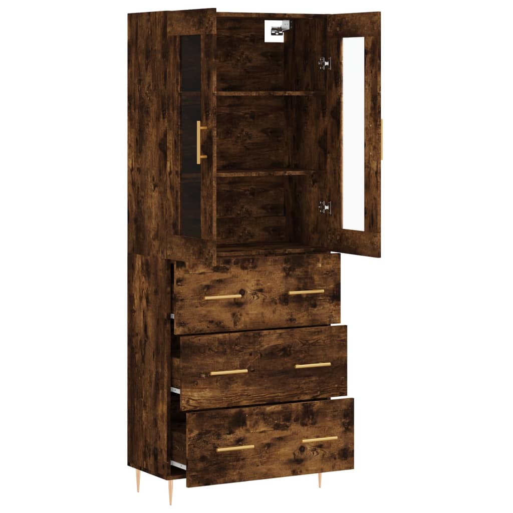 Buffet haut Chêne fumé 69,5x34x180 cm Bois d'ingénierie - XIOS