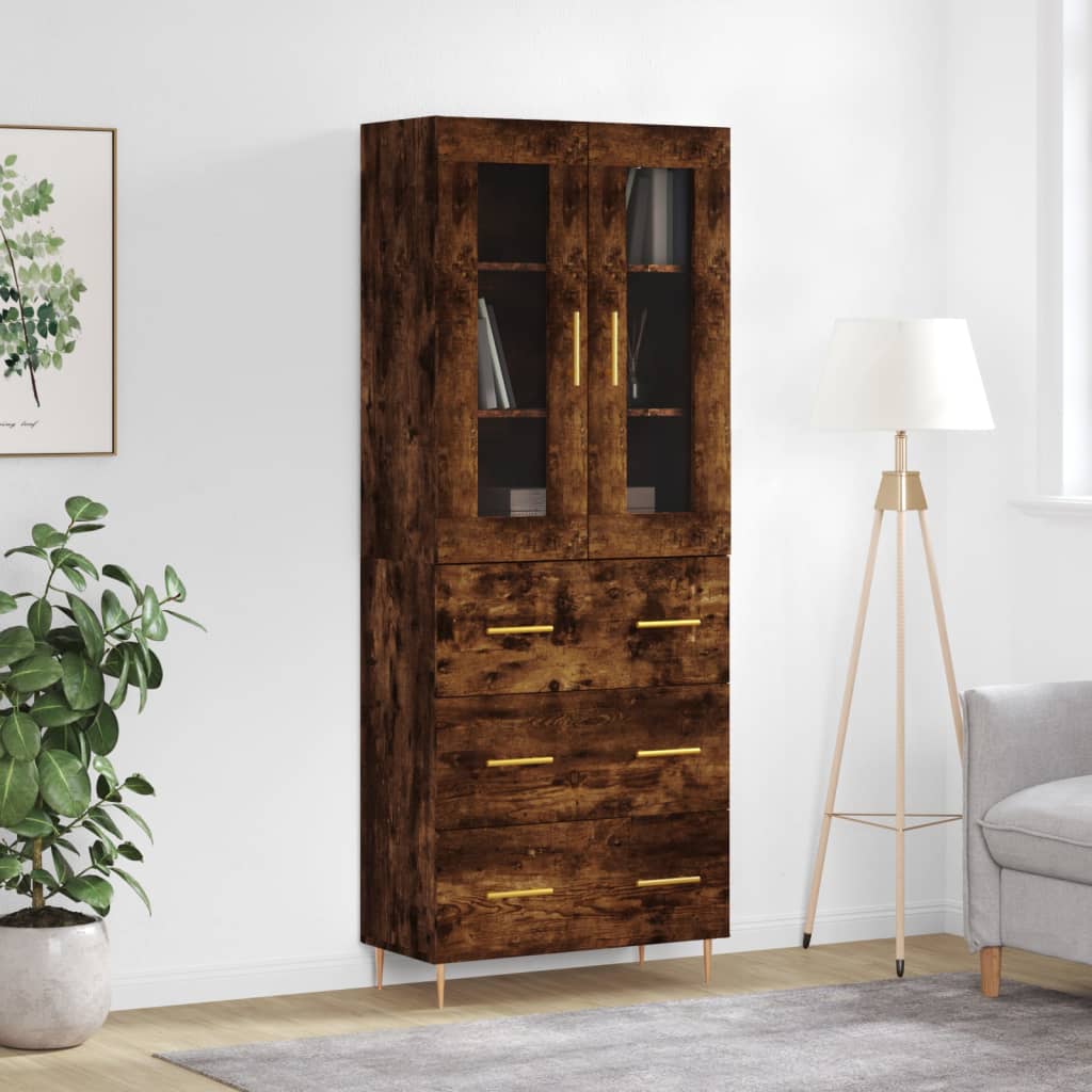 Buffet haut Chêne fumé 69,5x34x180 cm Bois d'ingénierie - XIOS