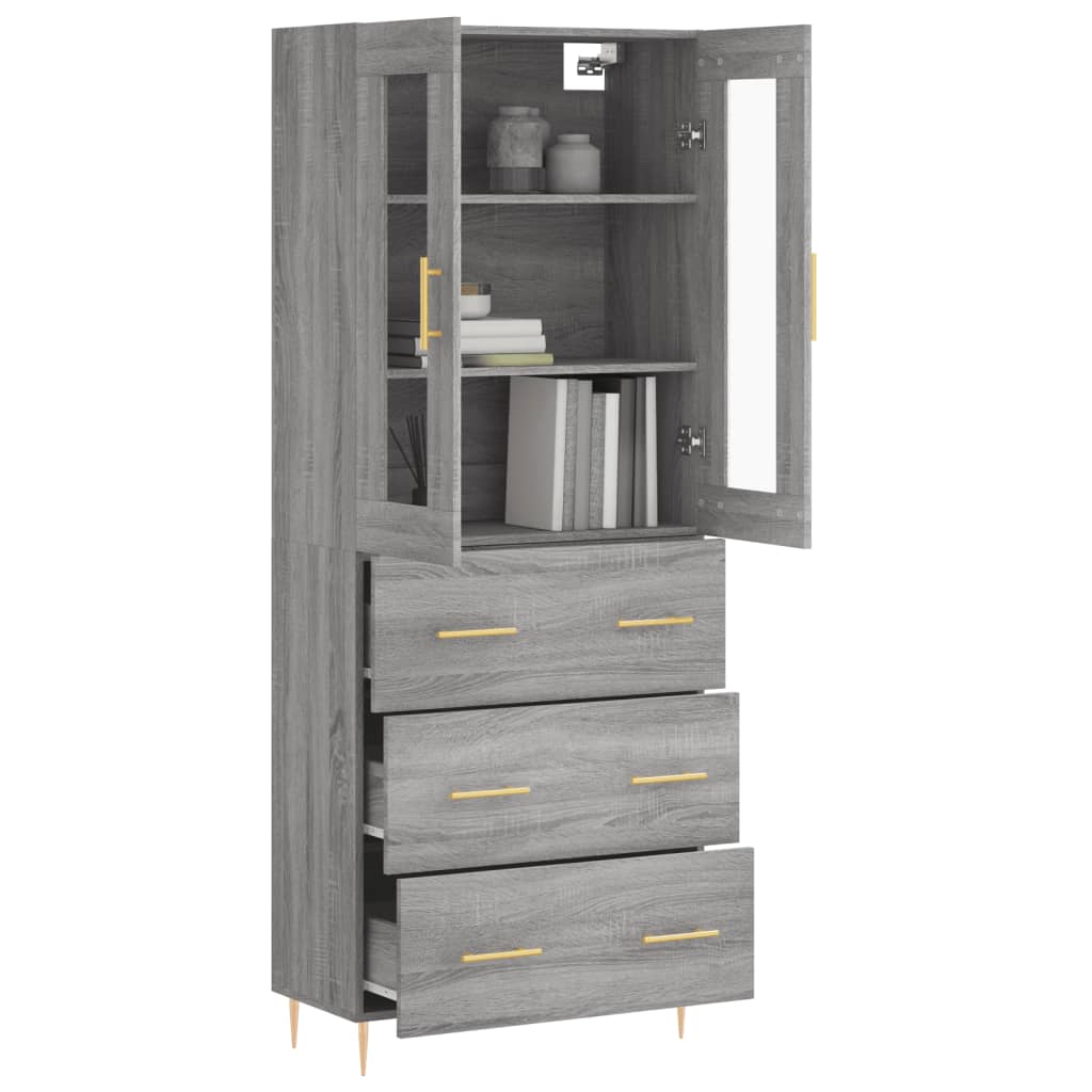 Buffet haut Sonoma gris 69,5x34x180 cm Bois d'ingénierie - XIOS