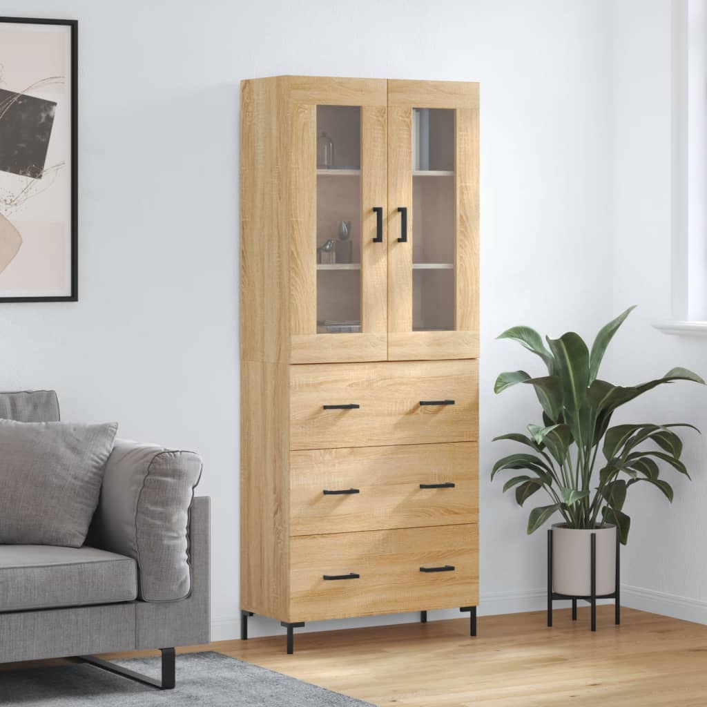 Buffet haut Chêne sonoma 69,5x34x180 cm Bois d'ingénierie
