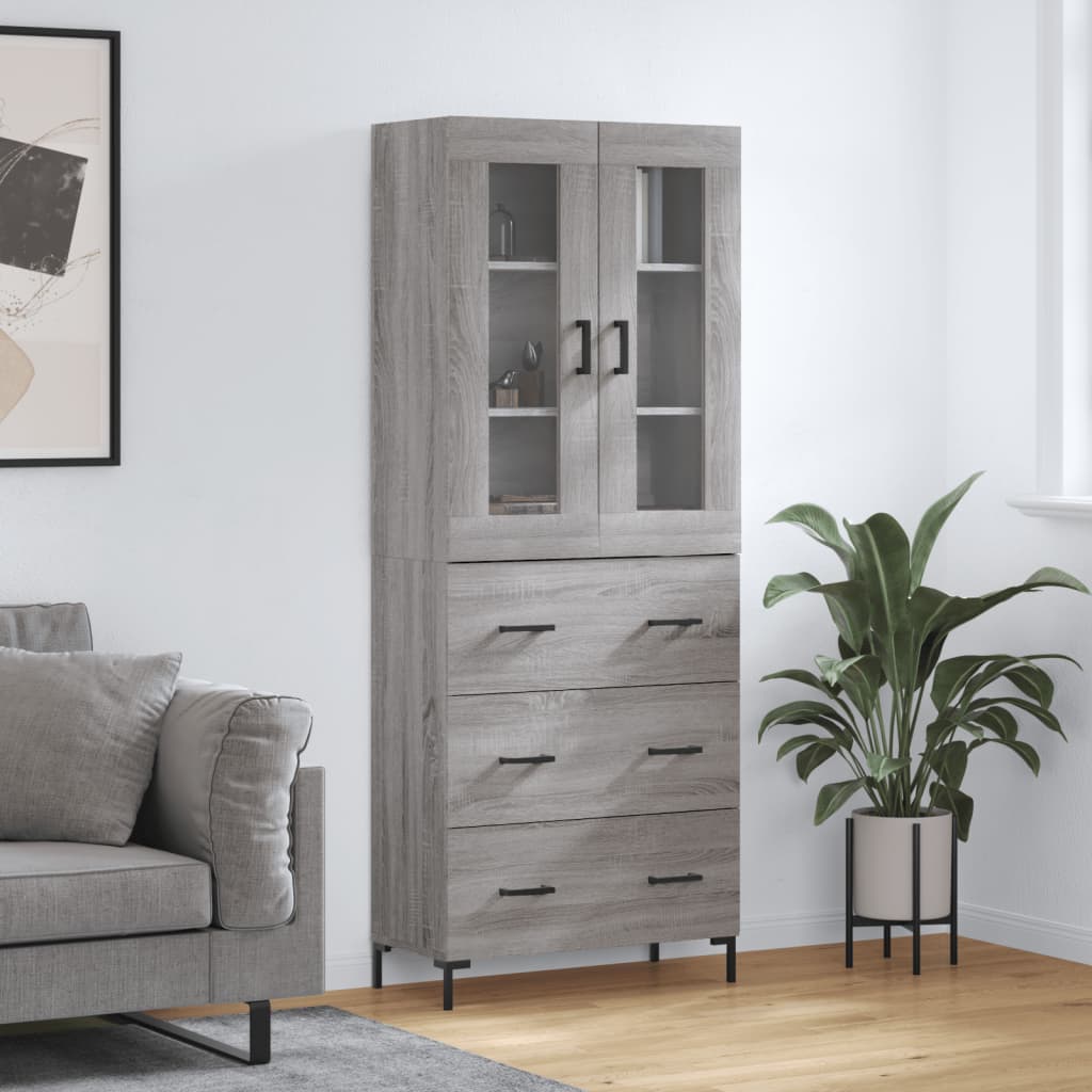 Buffet haut Sonoma gris 69,5x34x180 cm Bois d'ingénierie - XIOS