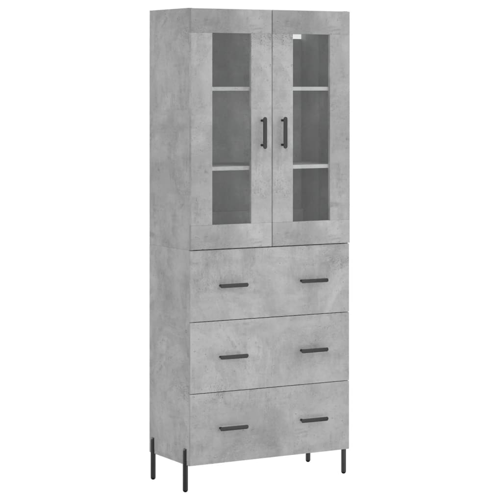 Buffet haut Gris béton 69,5x34x180 cm Bois d'ingénierie - XIOS