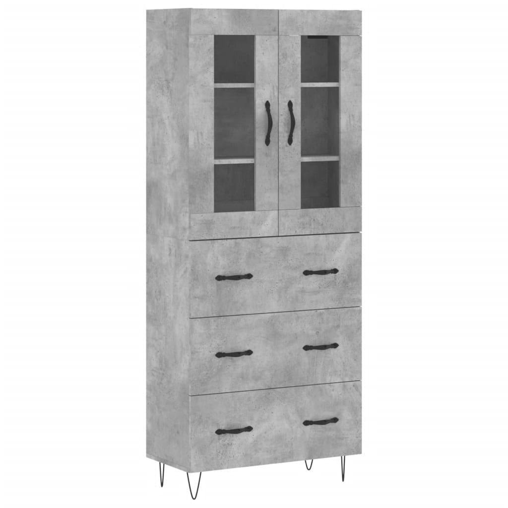 Buffet haut Gris béton 69,5x34x180 cm Bois d'ingénierie - XIOS
