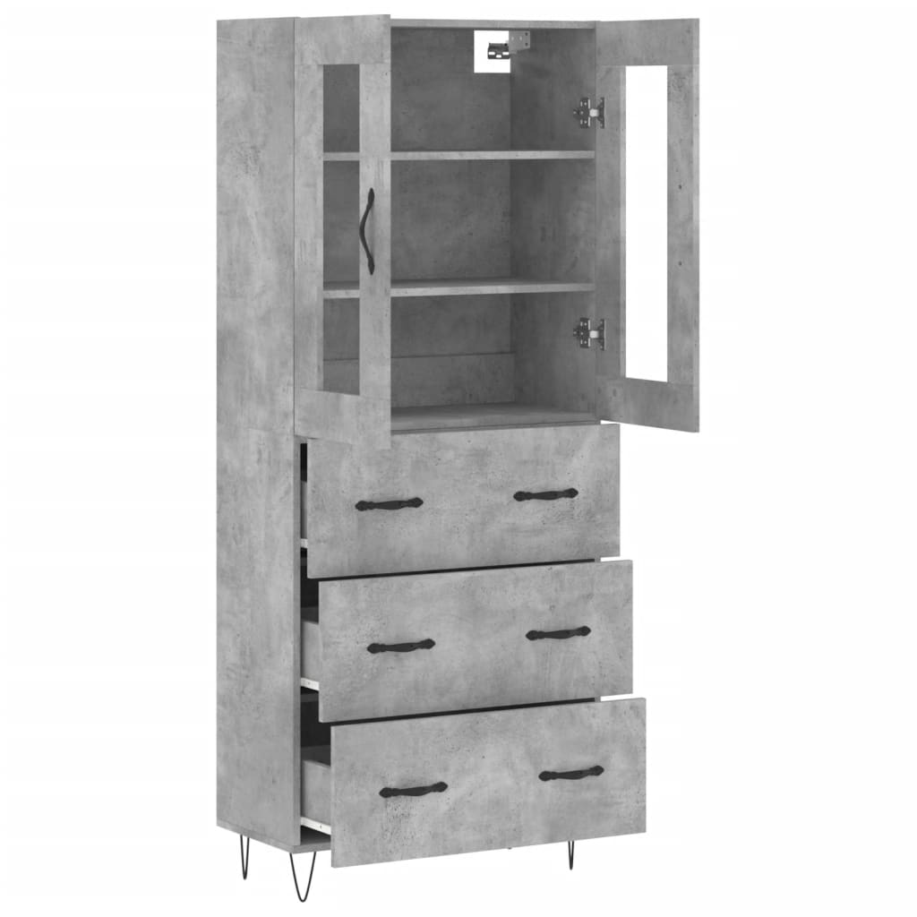 Buffet haut Gris béton 69,5x34x180 cm Bois d'ingénierie - XIOS