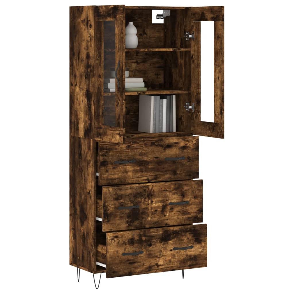 Buffet haut Chêne fumé 69,5x34x180 cm Bois d'ingénierie - XIOS