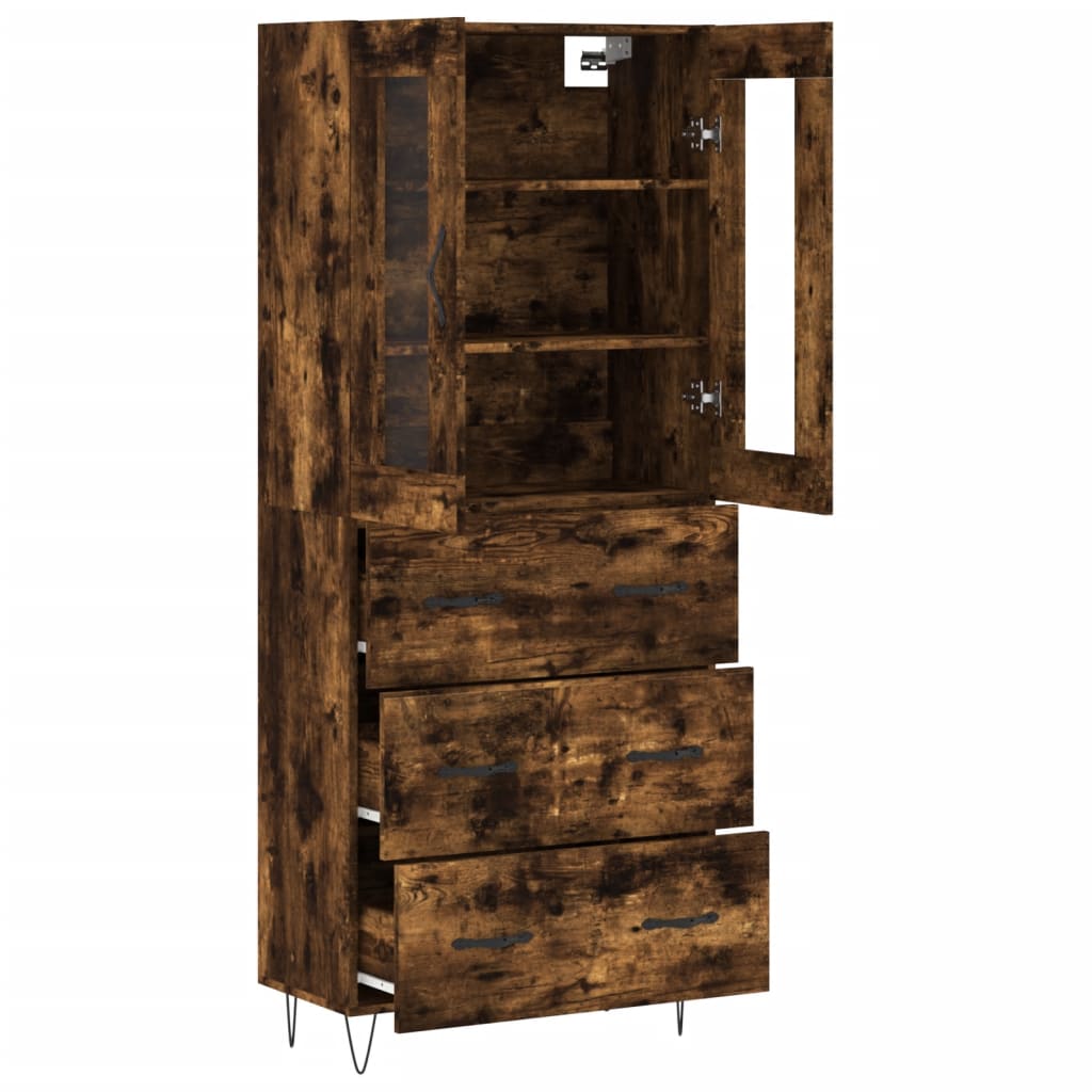 Buffet haut Chêne fumé 69,5x34x180 cm Bois d'ingénierie - XIOS