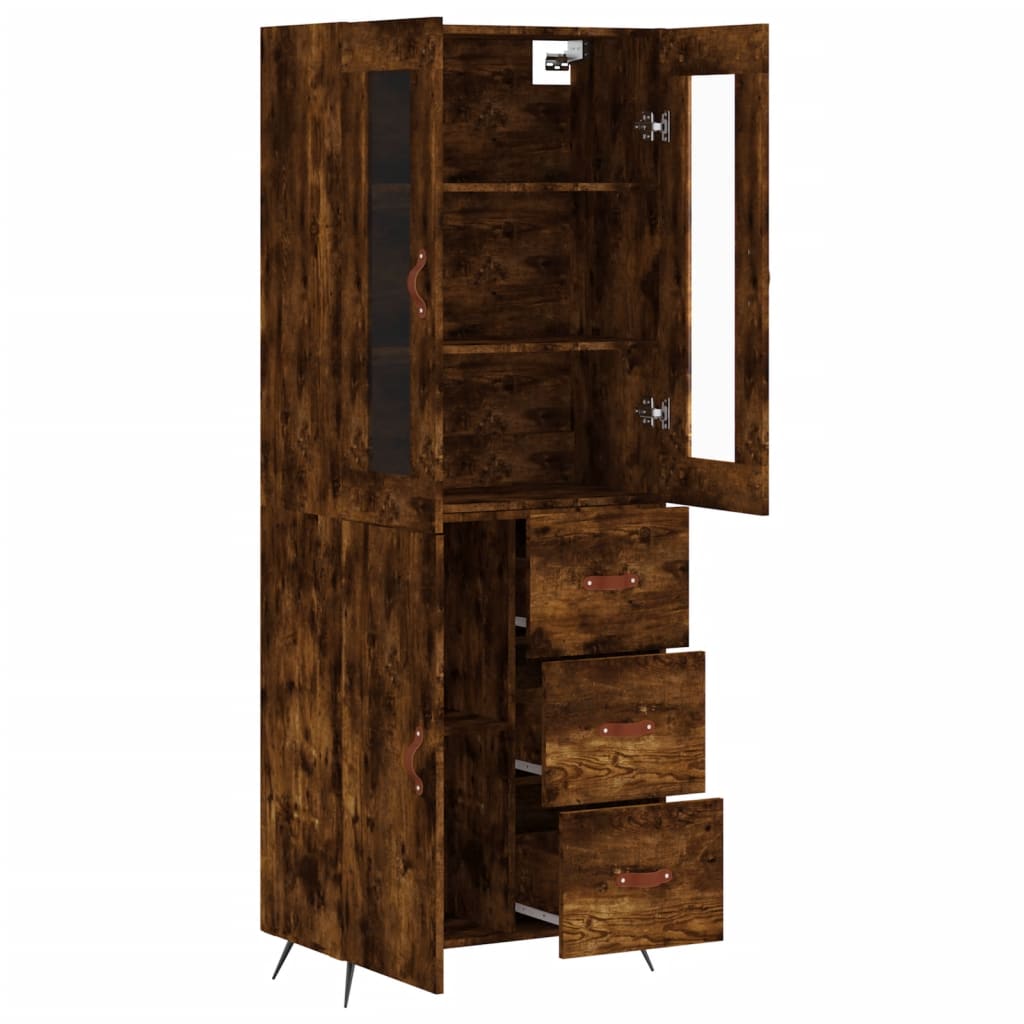 Buffet haut Chêne fumé 69,5x34x180 cm Bois d'ingénierie - XIOS