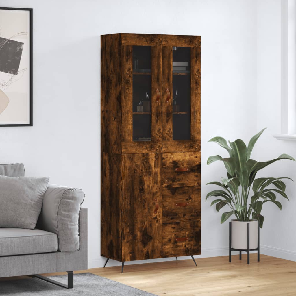 Buffet haut Chêne fumé 69,5x34x180 cm Bois d'ingénierie - XIOS