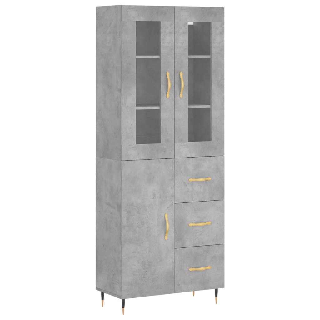 Buffet haut Gris béton 69,5x34x180 cm Bois d'ingénierie - XIOS