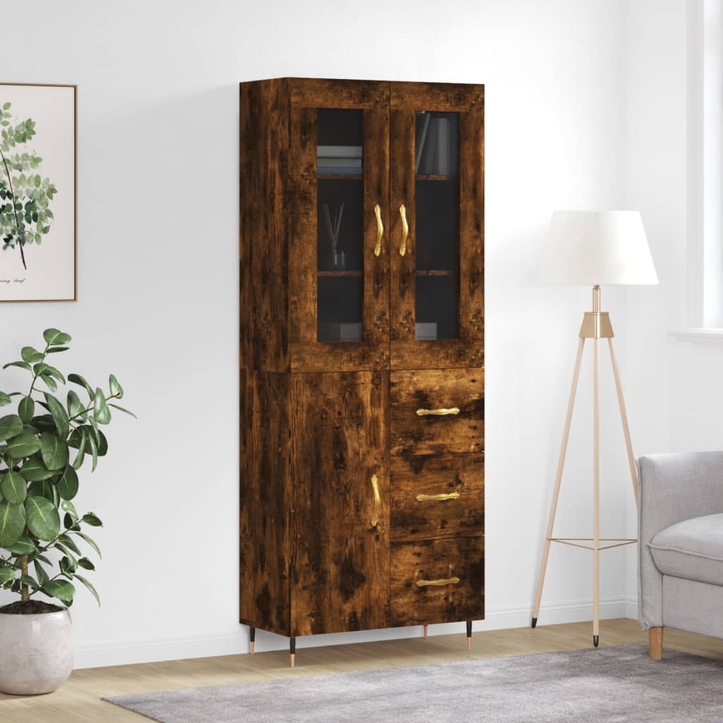Buffet haut Chêne fumé 69,5x34x180 cm Bois d'ingénierie - XIOS